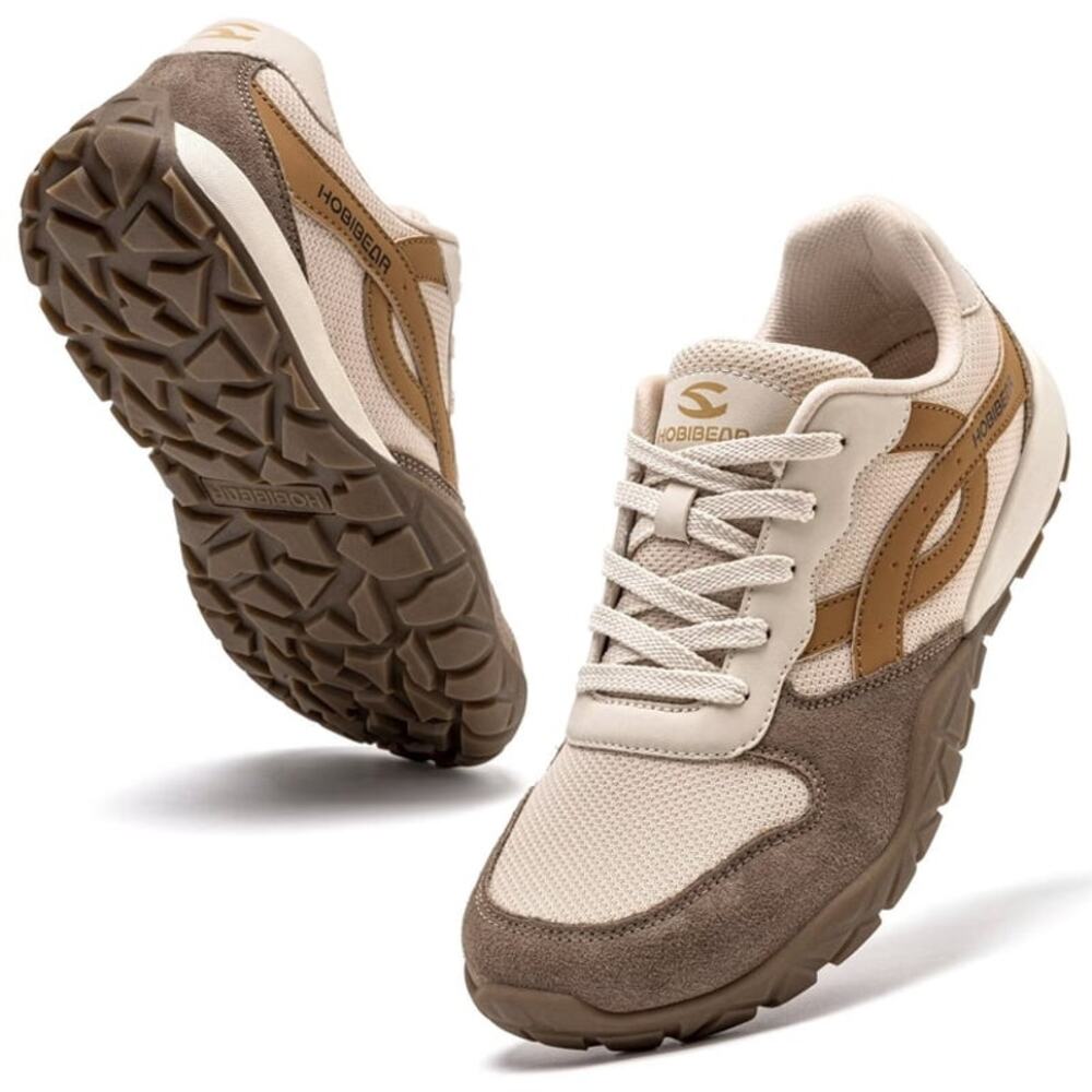 Hobibear Men's Athletic Sneakers in Beige and Brown